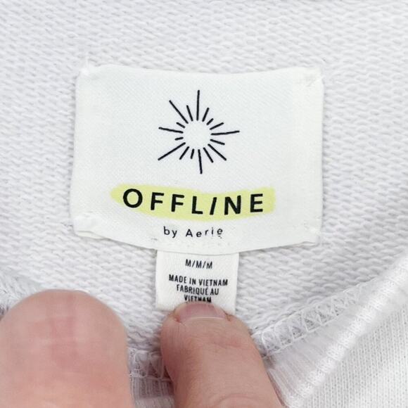 Aerie Offline Terry Sweatshirt Oversized Crew Tacos and Tennis Size Medium Cream - Picture 8 of 16